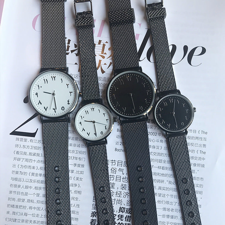 New fashion trend business casual men and women watch men's watch wild simple strange number couple watch women