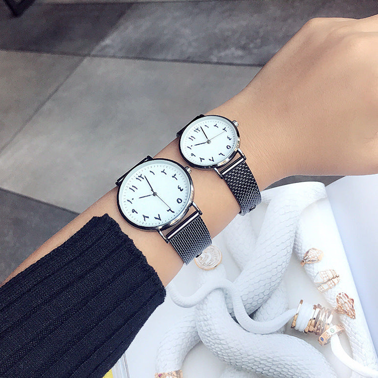 New fashion trend business casual men and women watch men's watch wild simple strange number couple watch women