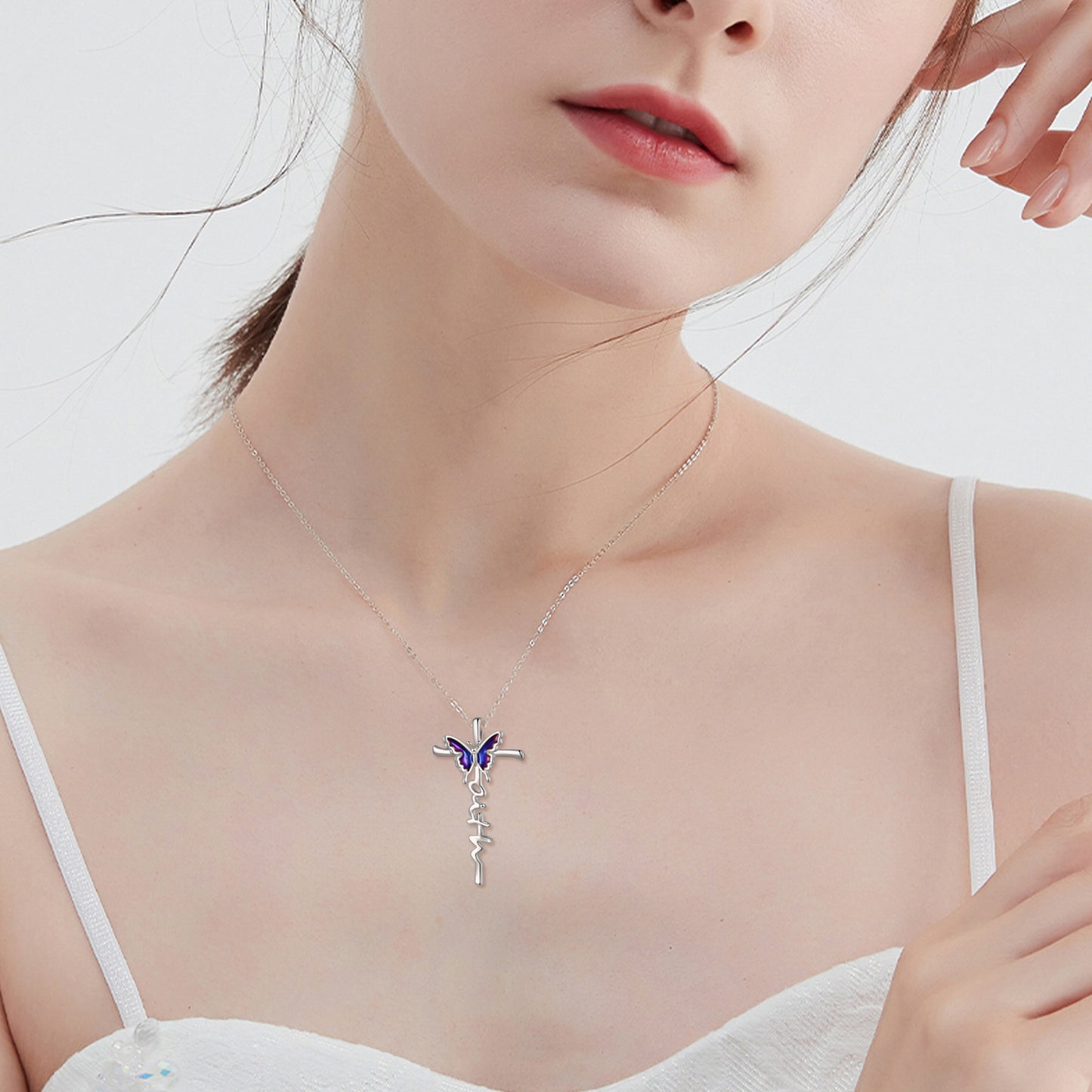 Butterfly Cross Pendant Necklace