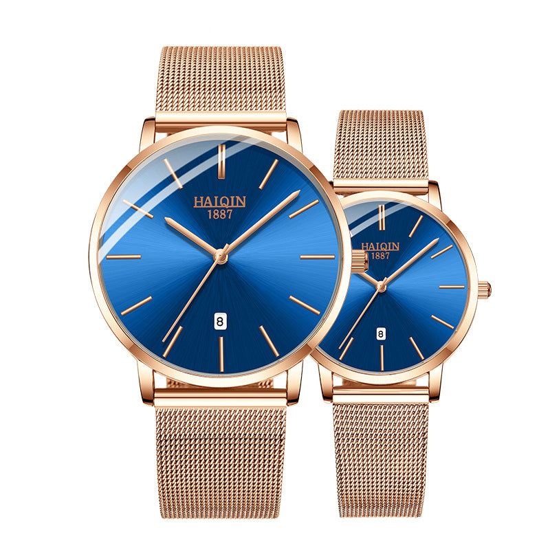 Steel mesh with quartz watch ladies couple gift table