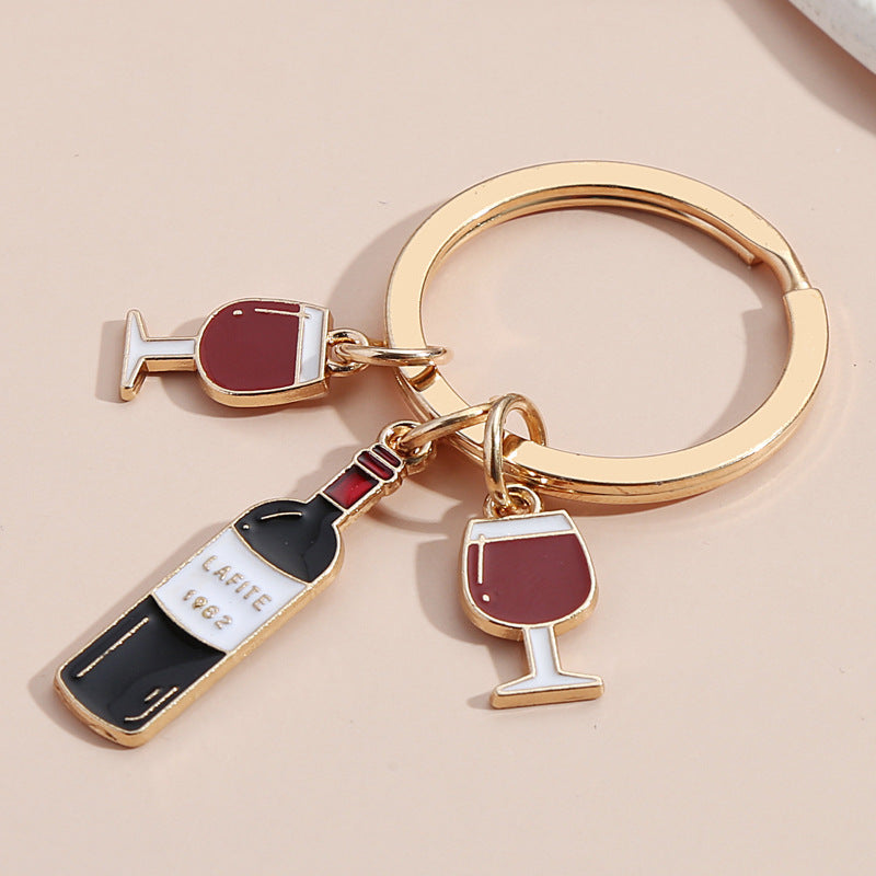 Wine Beer Car Key Pendant Keychain