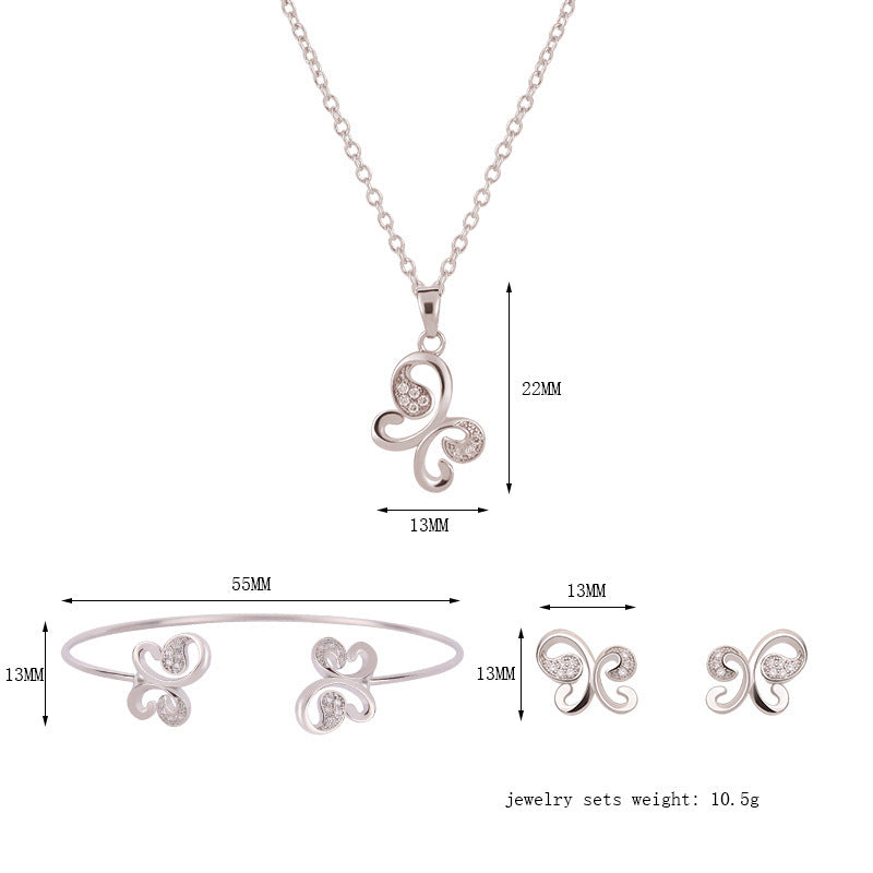 Three-piece Set Of New Butterfly Diamond Jewelry