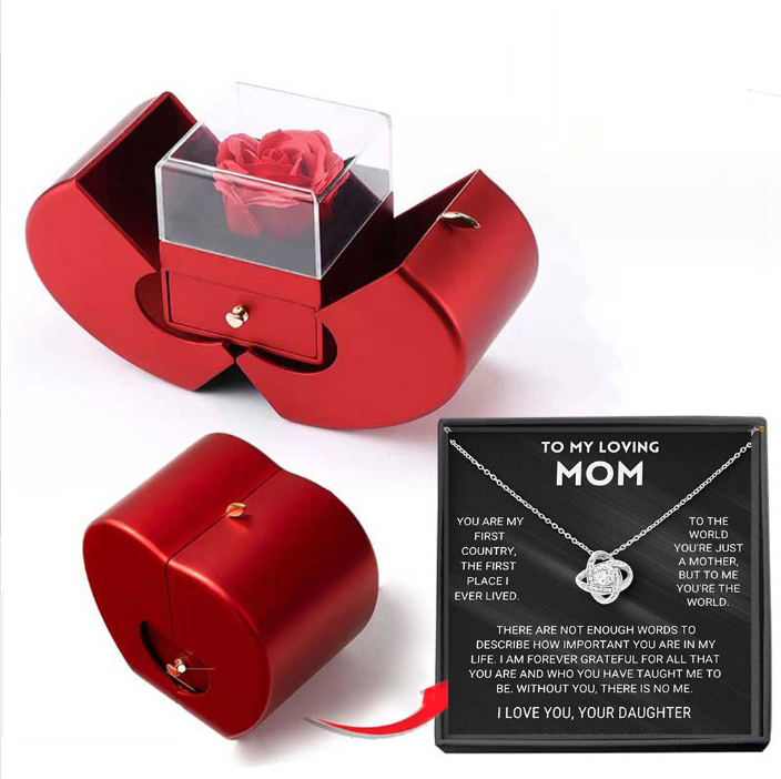 Eternal Rose Red Apple Fashion Jewelry Box Gift with Necklace