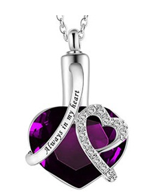 Heart-shaped urn pendant always in my heart perfume bottle