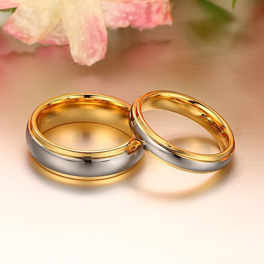 Tungsten steel couple gold ring Europe and the United States wind engagement ring fashion ring