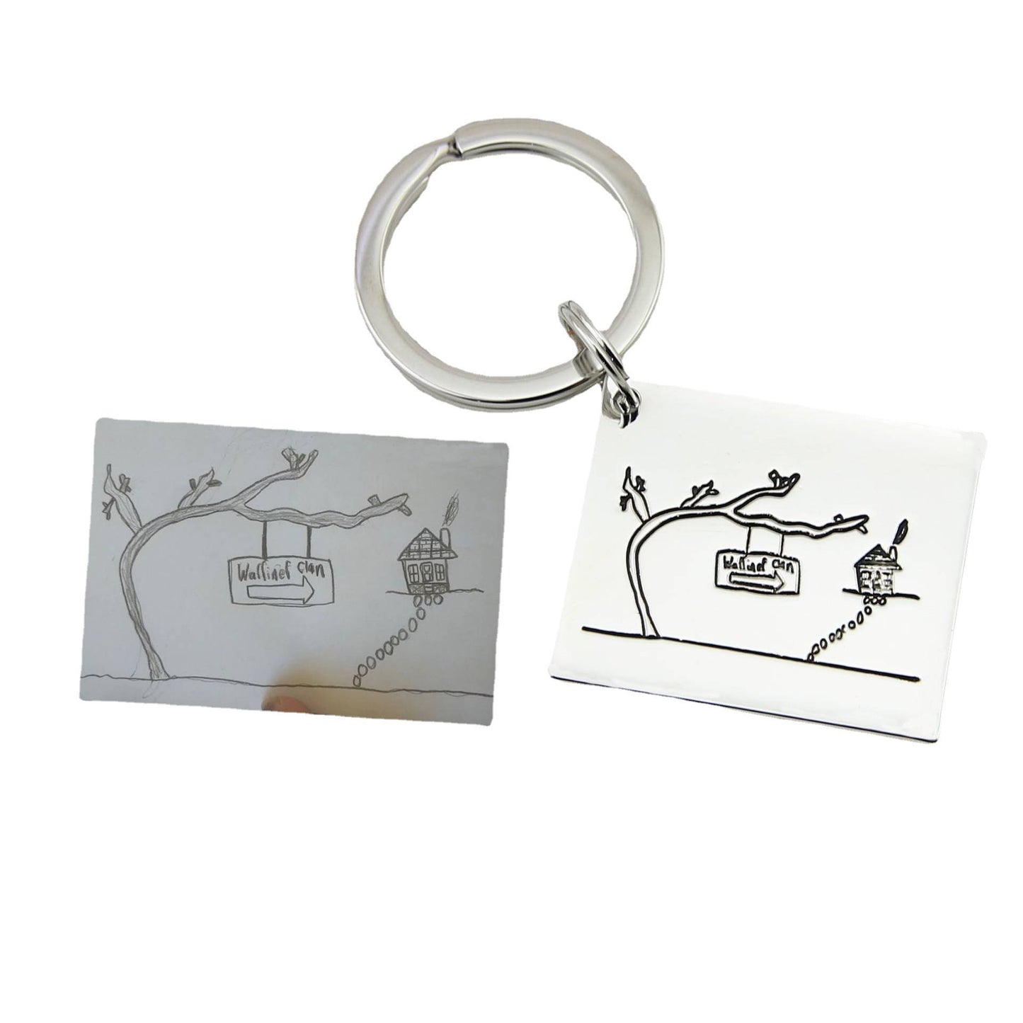 Realistic Hand Drawn Children's Painting Keychain