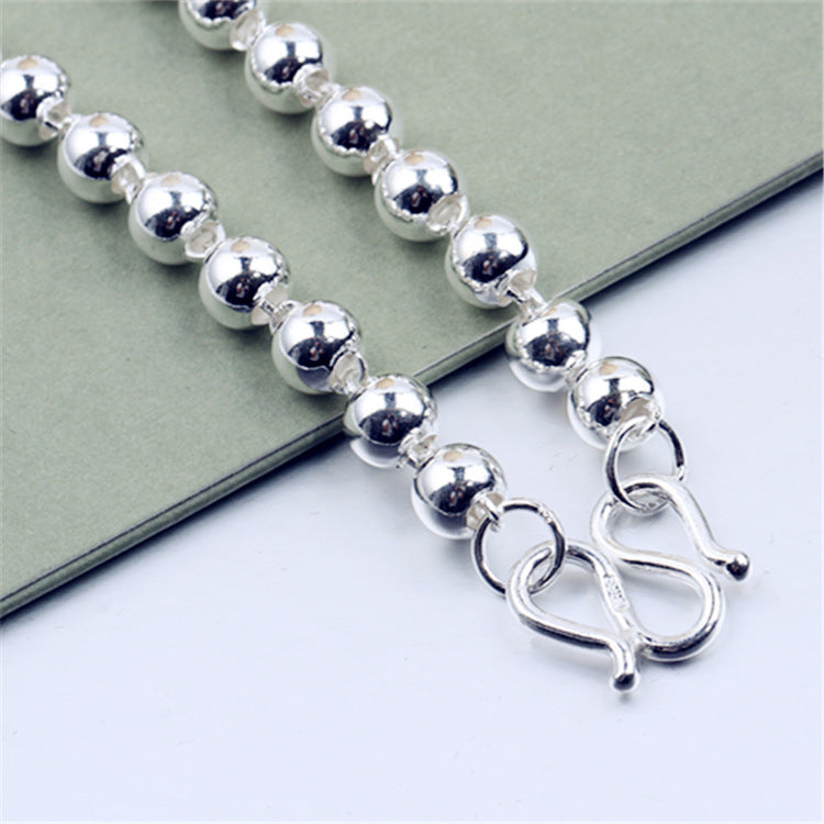 Round Beads Silver Bead Necklace