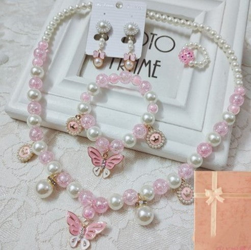 Children's Necklace Jewelry Pearl Bracelet Set