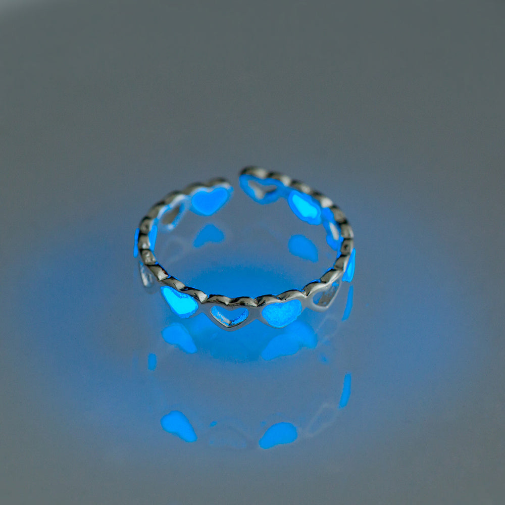 Luminous Heart Ring Glow-in-the-dark Adjustable Love Rings