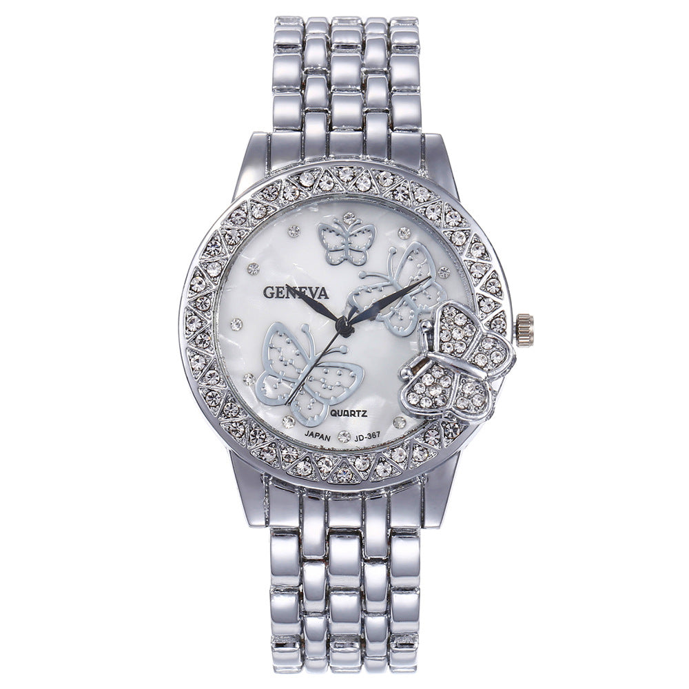 Diamond Butterfly Alloy Watch