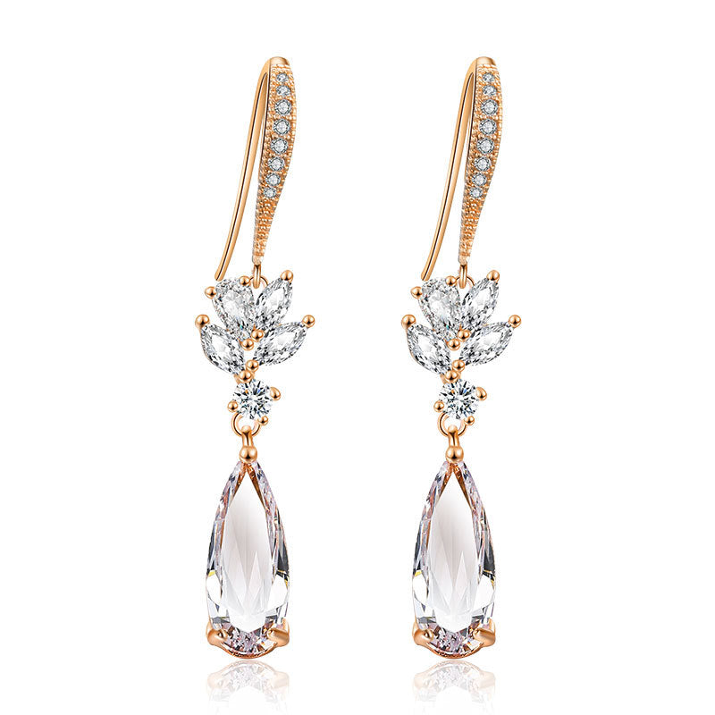 Korean Water Drop Long Wedding Earrings