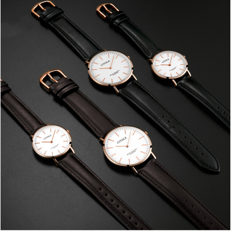 Large Dial Leather Watch Couple Watch