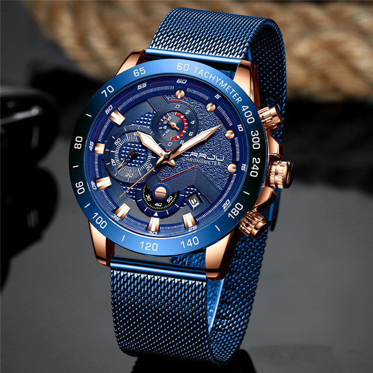 Multi-function six-needle stainless steel watch