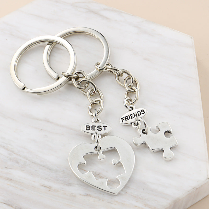 Crystal Love Puzzle Hollow Letters Accessories Geometric Simple Couple Keychain