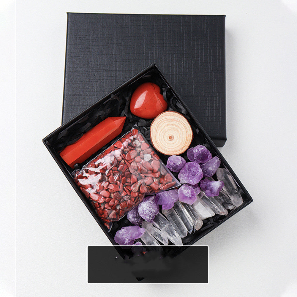 Natural Crystal Rough Pillar Crushed Stone Gift Set