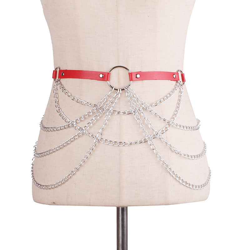 Metal Chain Leather Belt Body Chains