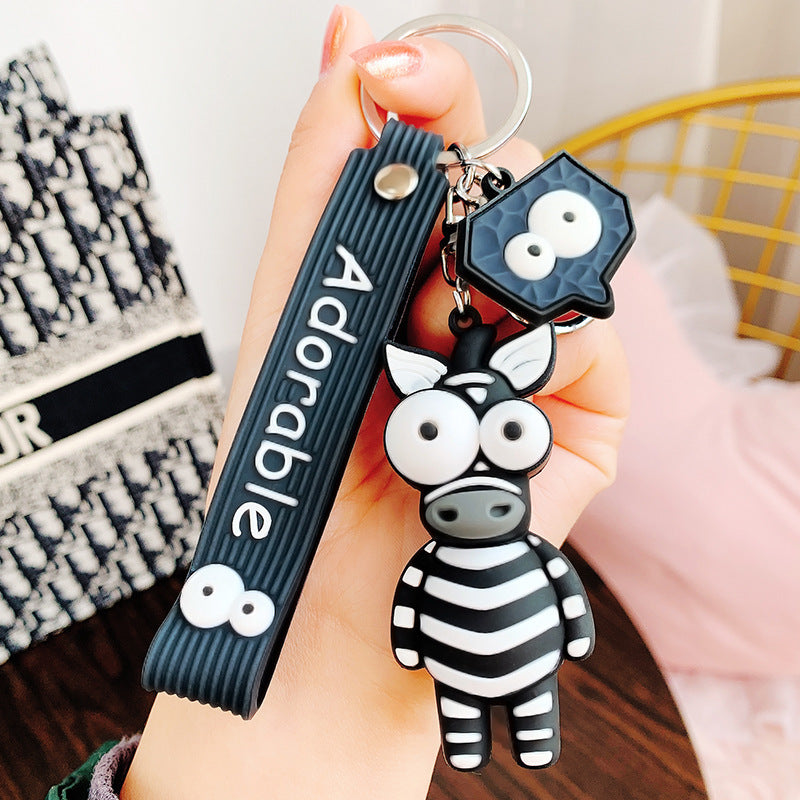 Funny Ugly Cute Eye-Eyed Elephant Keychain Cute Cartoon Epoxy Eye-Eyed Cow Car Key Chain Ring Bag Pendant