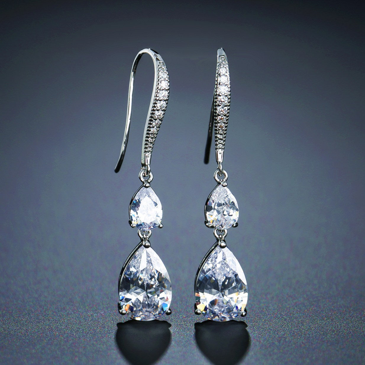 RAKOL Simple Long Exquisite Water Drop Zircon  Female Simple Banquet All-match Earrings