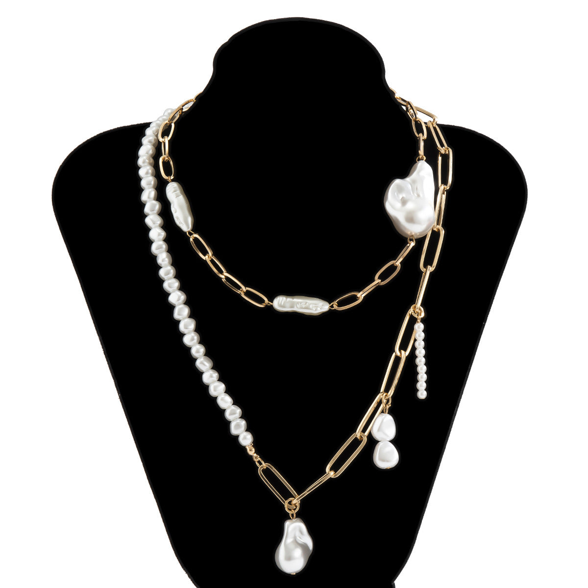 Asymmetrical Shaped Imitation Pearl Set Necklace