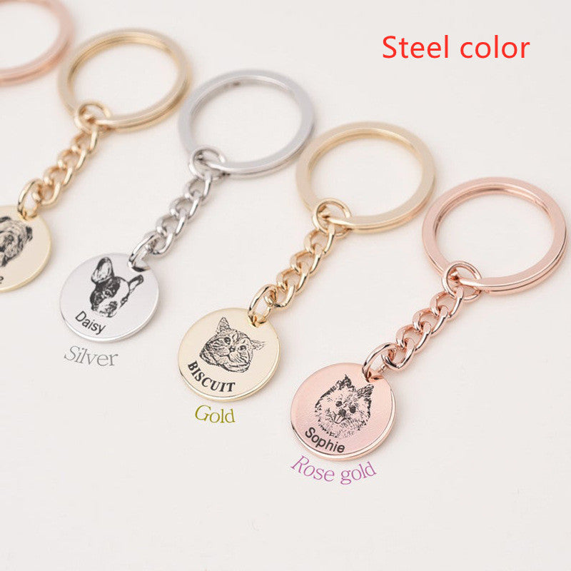 Ins Pet Cat And Dog  Photo Diy Keychain