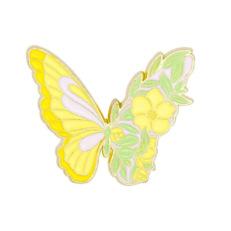 Flower Glaze Lily Colorful Butterfly Brooch