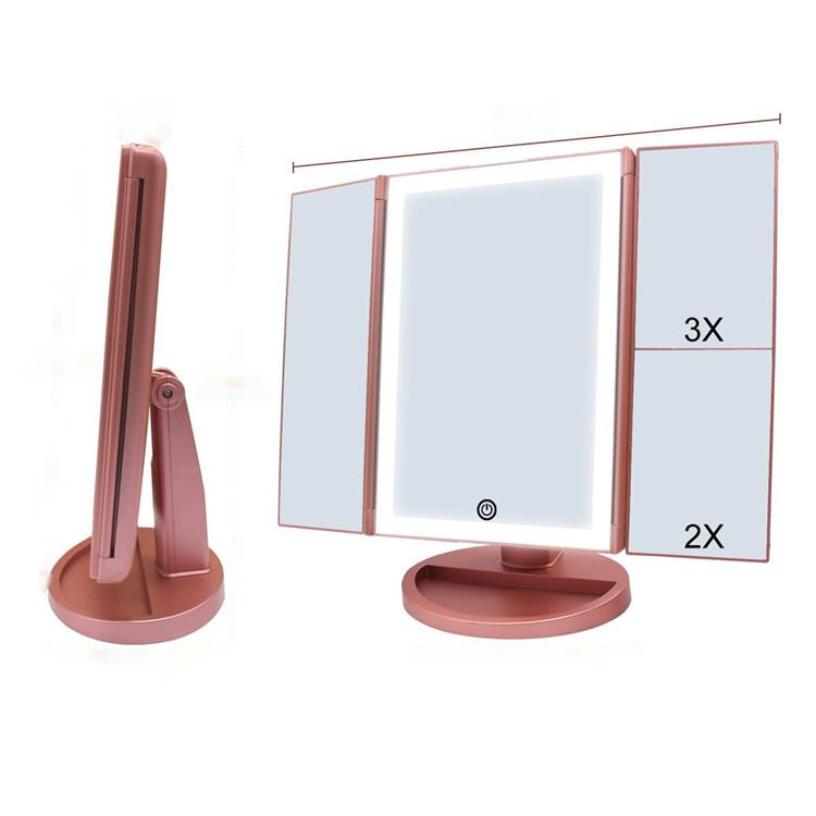 24 LED Magnifying Lighted Cosmetic Makeup Mirror Tabletop Tri-fold Touch Screen Mirror Touch Screen