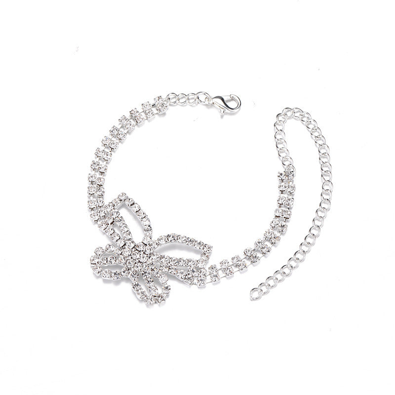 Accessories Full Diamond Butterfly Anklet Multi-layer Rhinestone Anklet