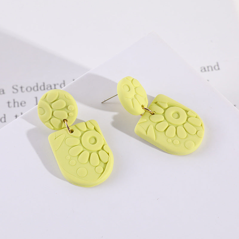 Earrings Jewelry Geometric Embossed Sunflower