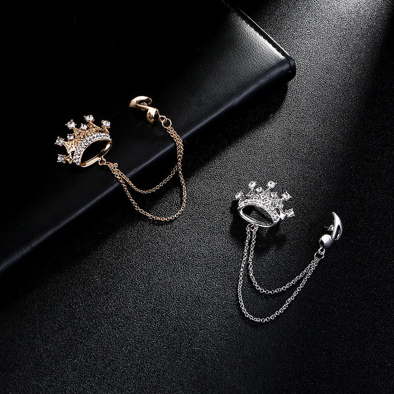 High-end Crown Brooch Men's Brooch Pin Suit Collar Pin Accessories