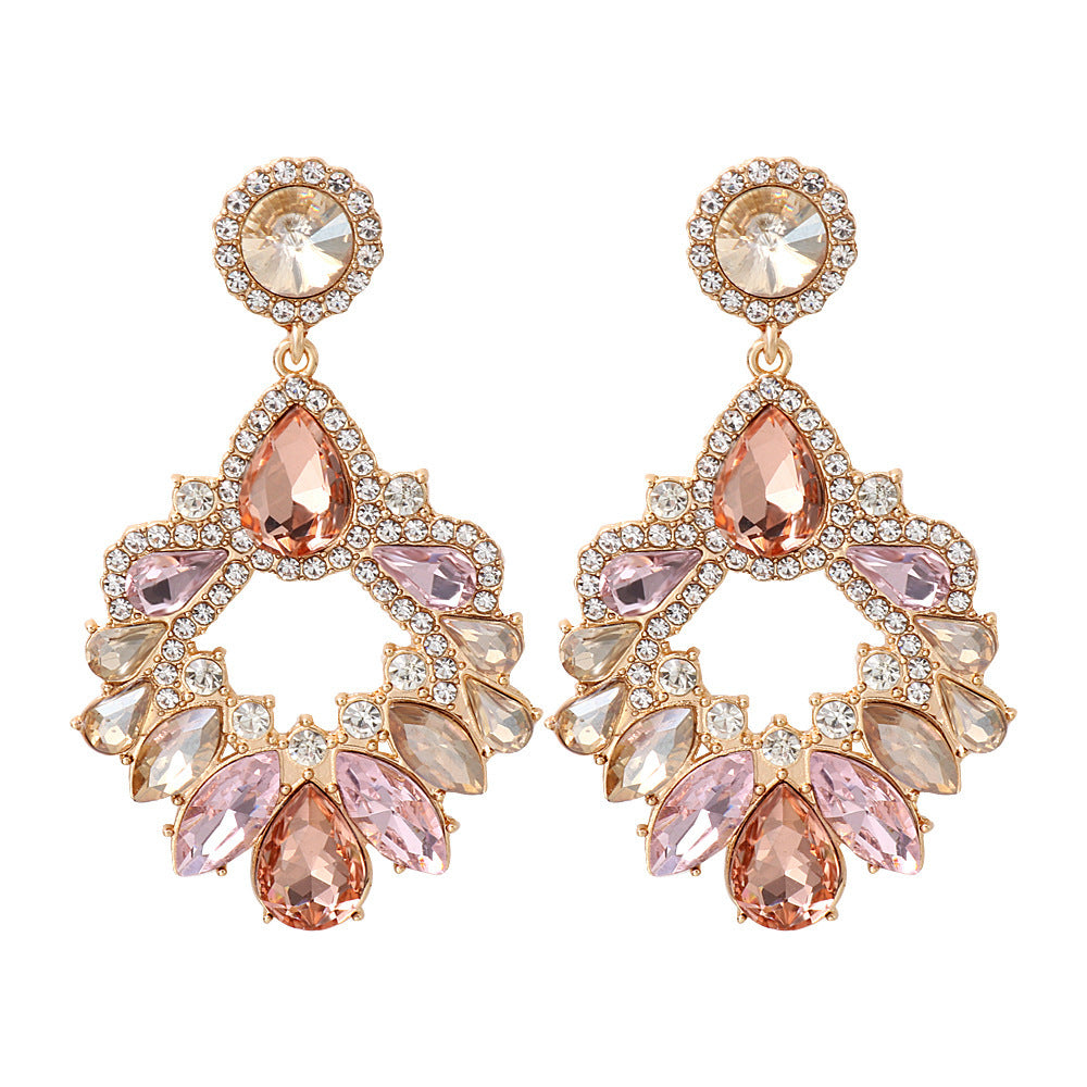 Fashion Geometry Pattern Modeling Rhinestone Earrings