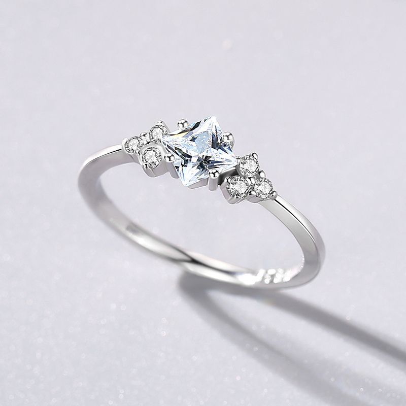 S925 Silver Ring Female Japanese And Korean Simple Light Luxury Zircon