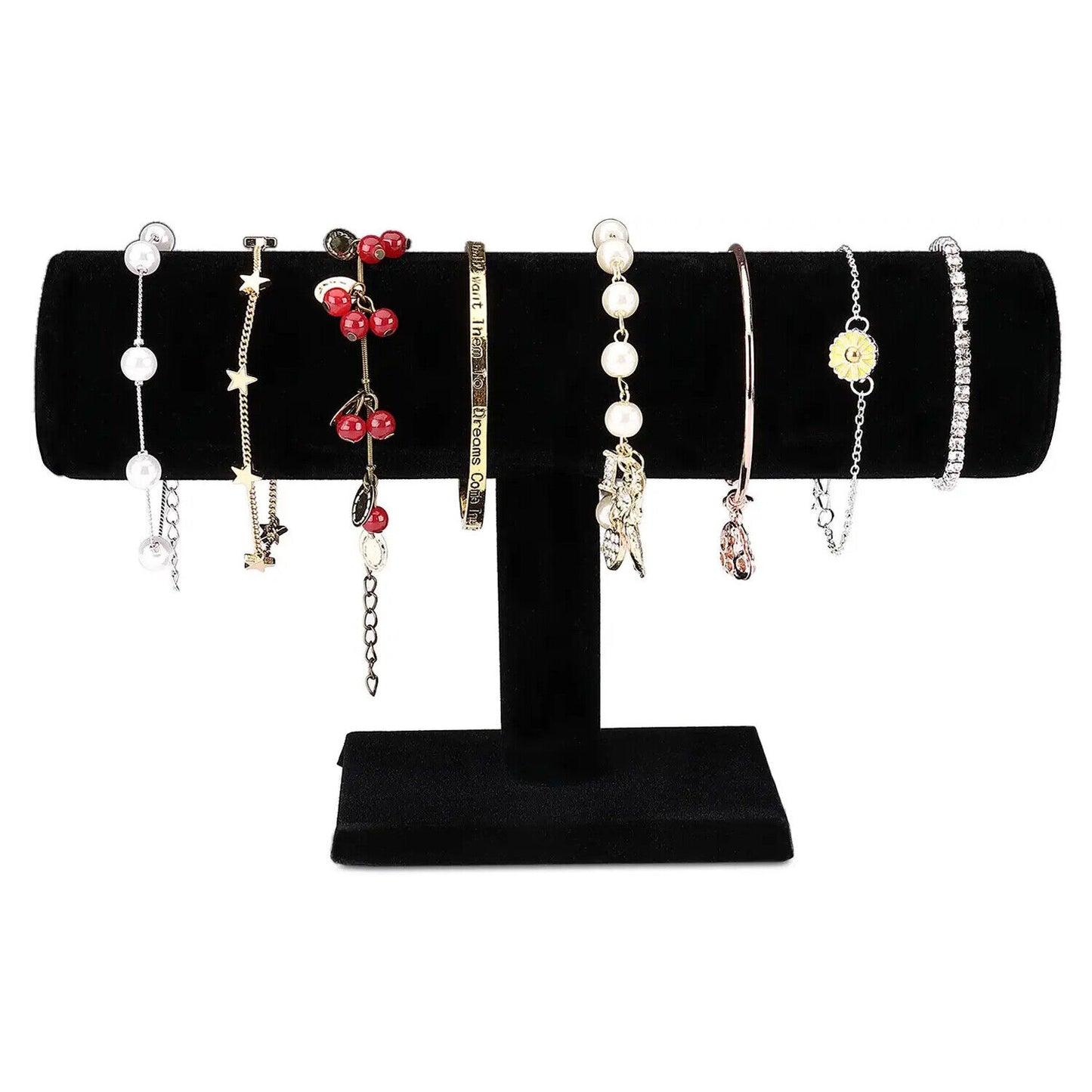 T-Stand For Necklaces & Bracelets Black Velvet Holder Organizer Jewelry Display