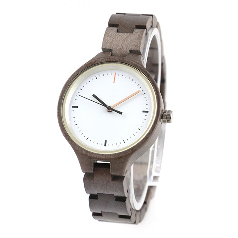 Folding Clasp High Quality All Wood Ebony Quartz Watch