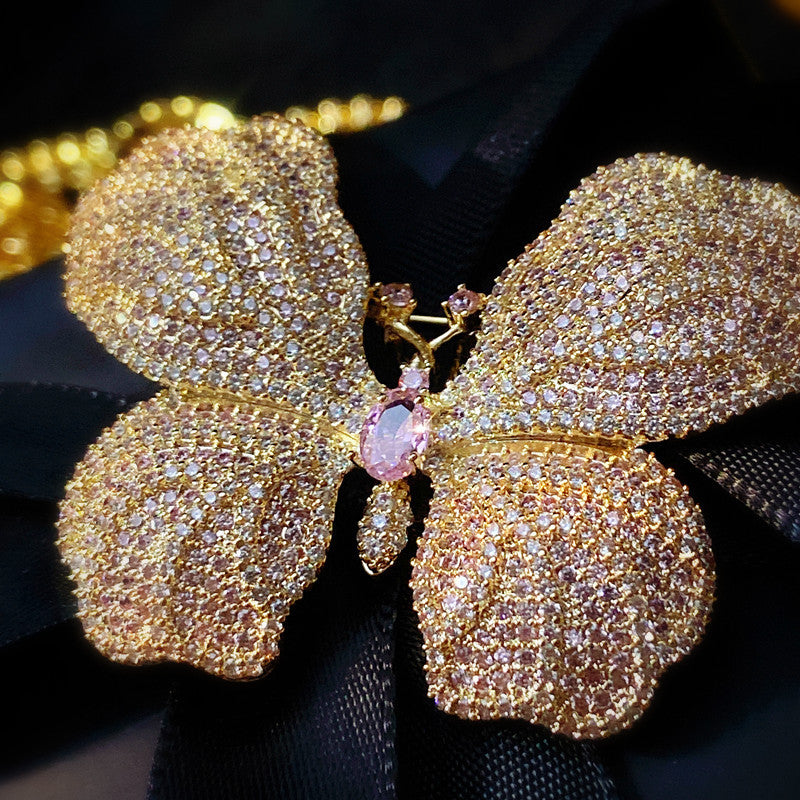 Butterfly Brooch Full Of Diamond Zircons