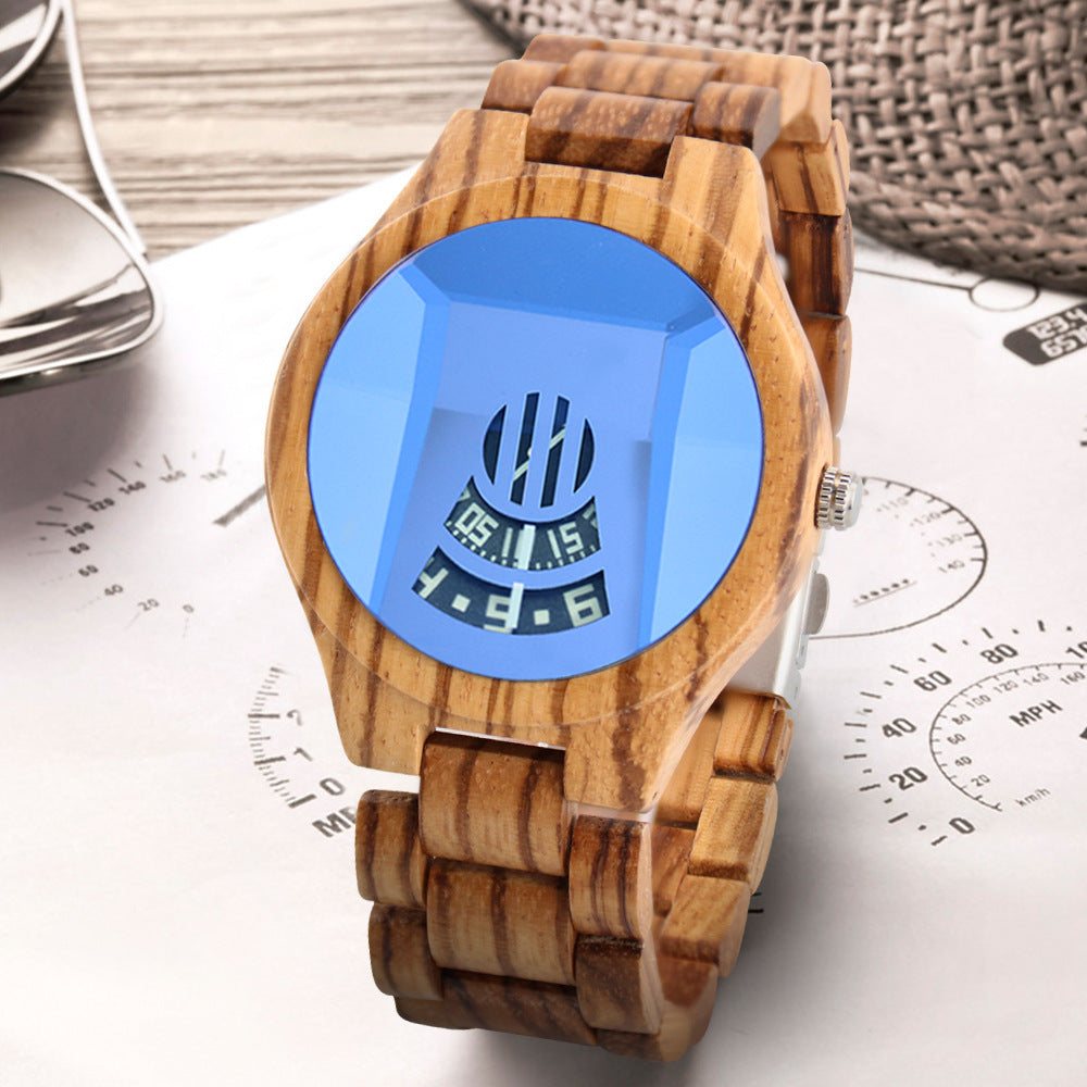 Black Tech Wood Large Dial Quartz Watch