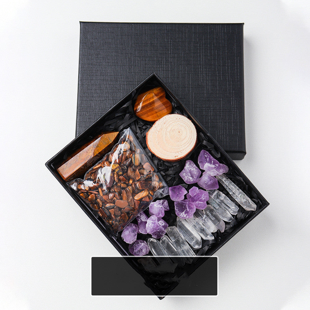 Natural Crystal Rough Pillar Crushed Stone Gift Set