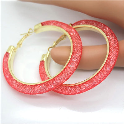 Gold-plated Earrings, Crystal Mesh Chain, Female Earring Jewelry