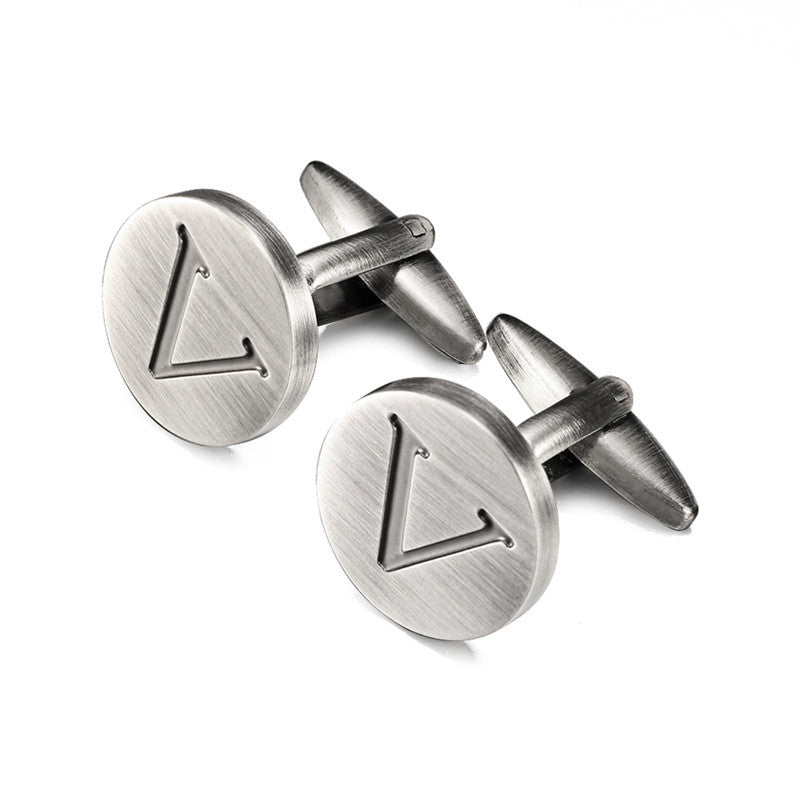 Men's antique silver letters French shirt cufflinks