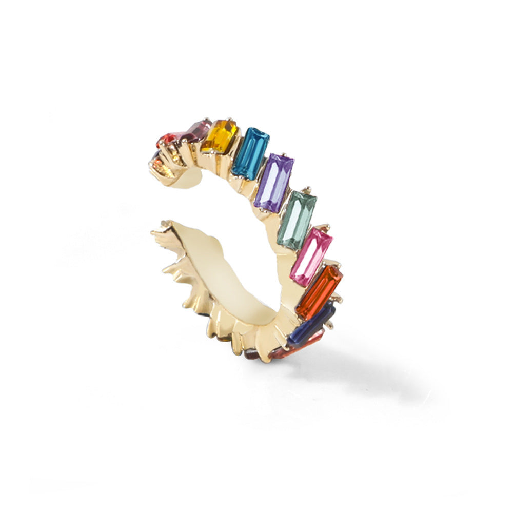 Multicolor C-Shape Gold Plated Earrings