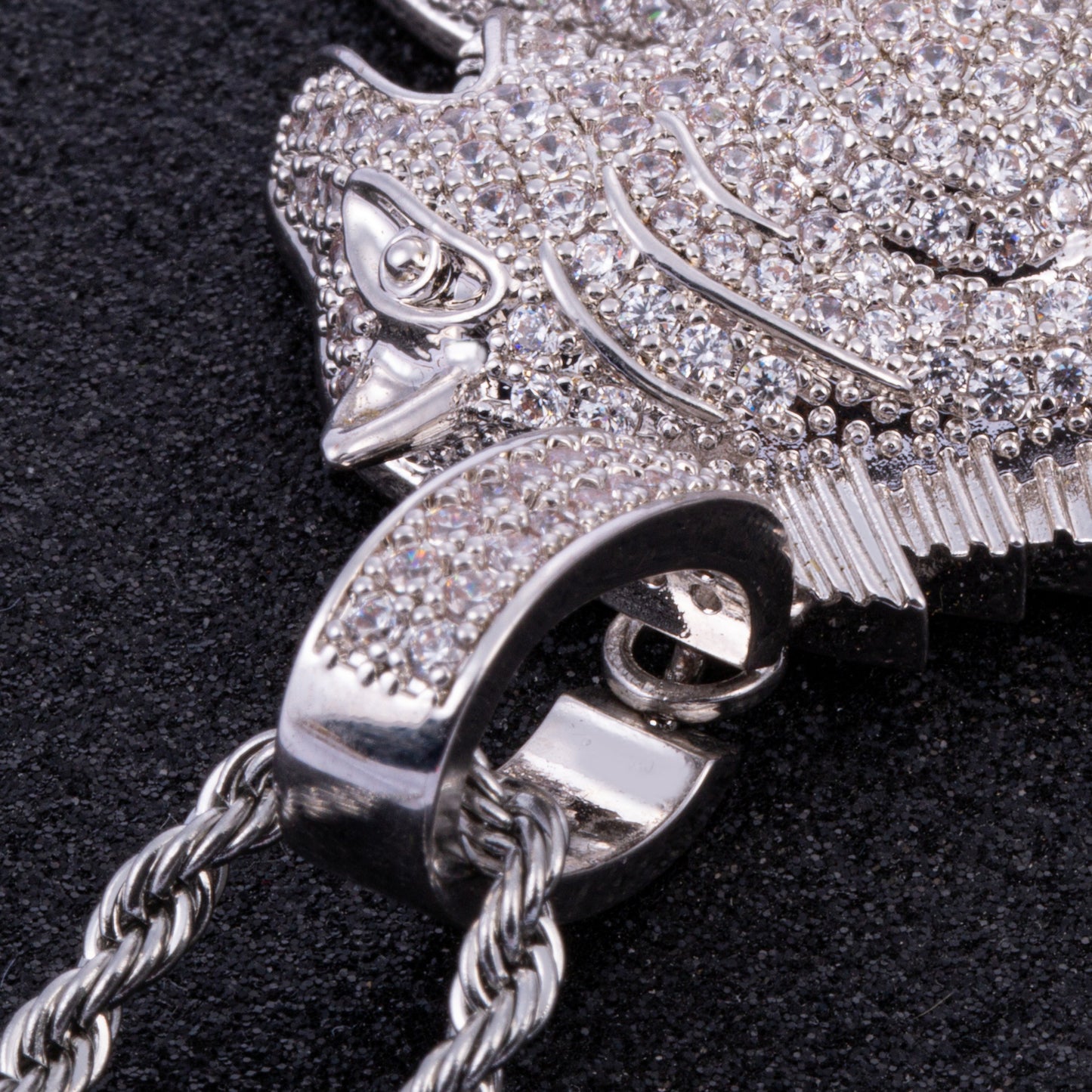 Hip Hop Full Zircon Mens Necklace Leopard Pendant