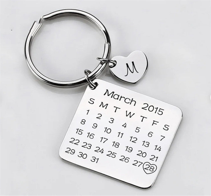 Creative Personality Stainless Steel Calendar Style Keychain