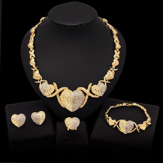 Zinc Alloy Necklace Earrings Bracelet Ring Jewelry Set