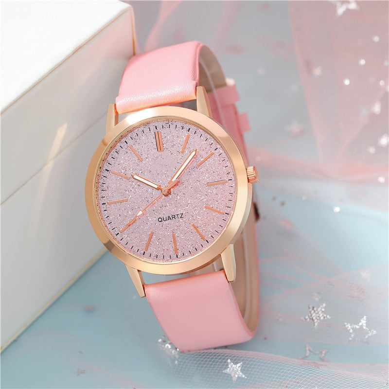 Women's Round Pointer Quartz Watch Set