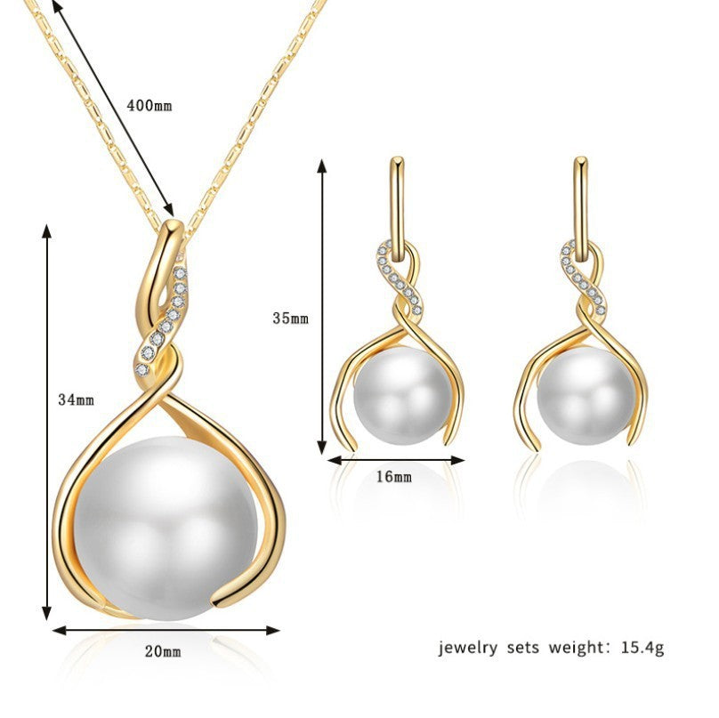 Korean Fashion Temperament Jewelry Pearl Earring Set
