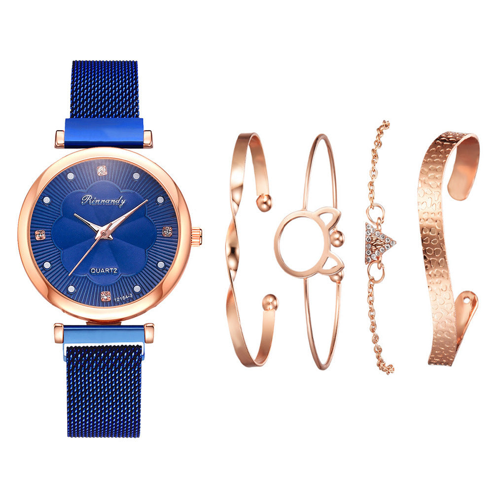 Net belt magnet quartz watch bracelet  5pcs/set