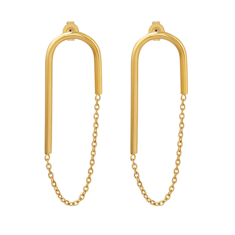 European And American Ins Style Chain U-shaped Ear Studs