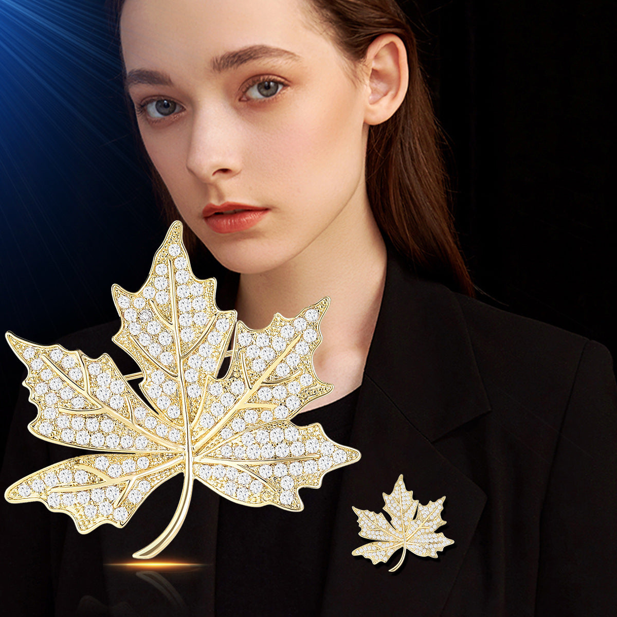 High-end Elegant Golden Maple Leaf Brooch For Women