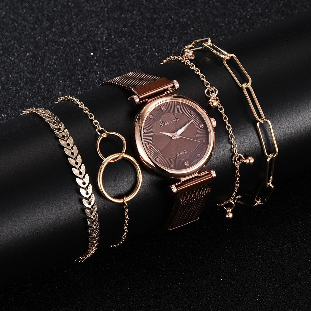 Alloy mesh strap watch set