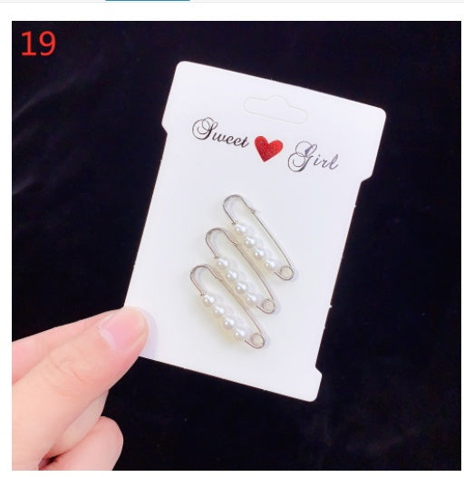 Brooch Pin Overalls Waist Opening Pearl Pin Buckle Clothes Fixed