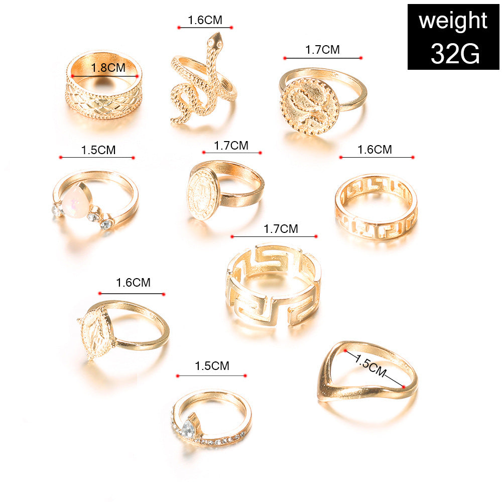 Diamond-shaped 10-piece ring